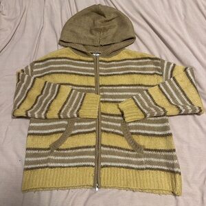 Striped Yellow and Tan Hooded Sweater - Urban Outfitters